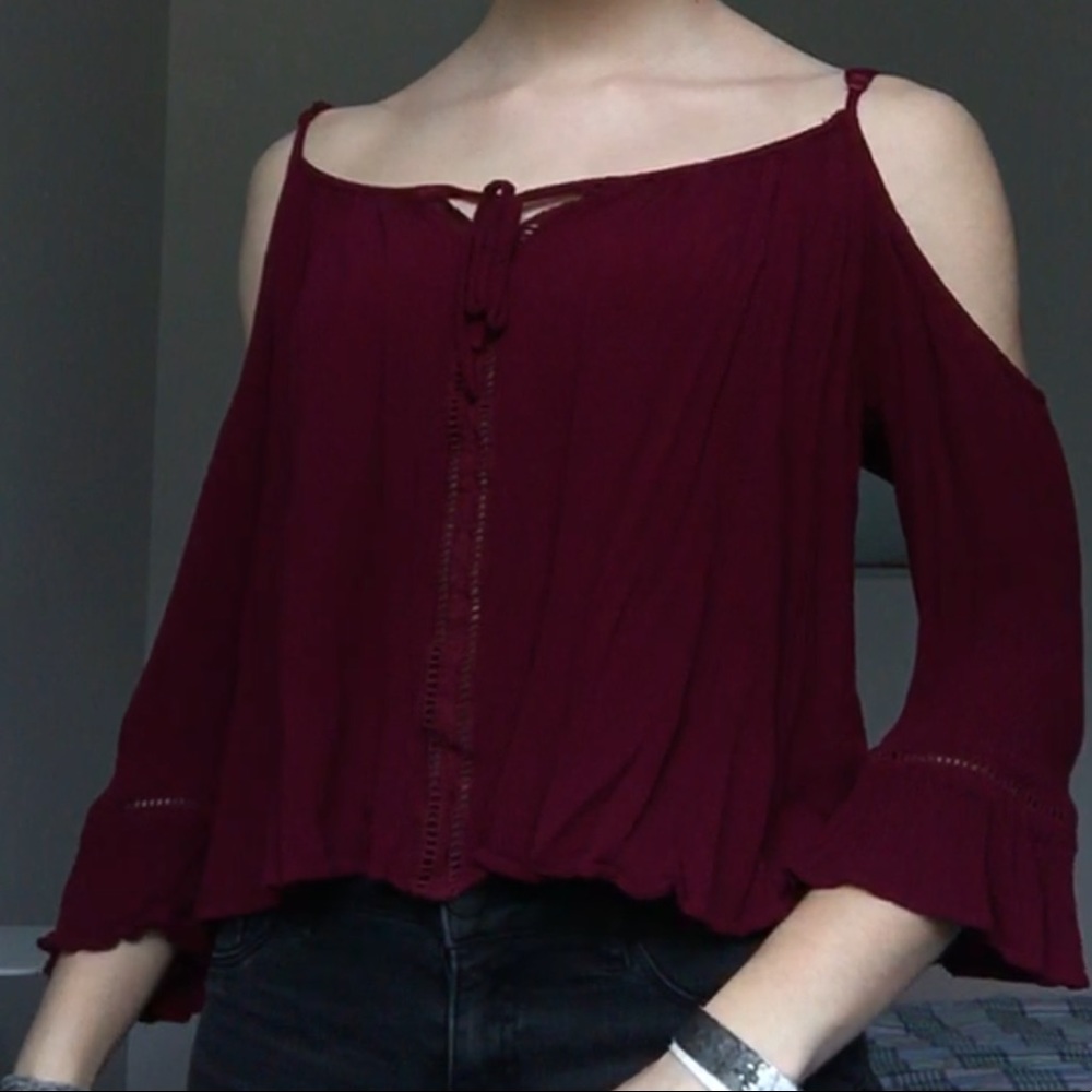 Maroon off the shoulder top